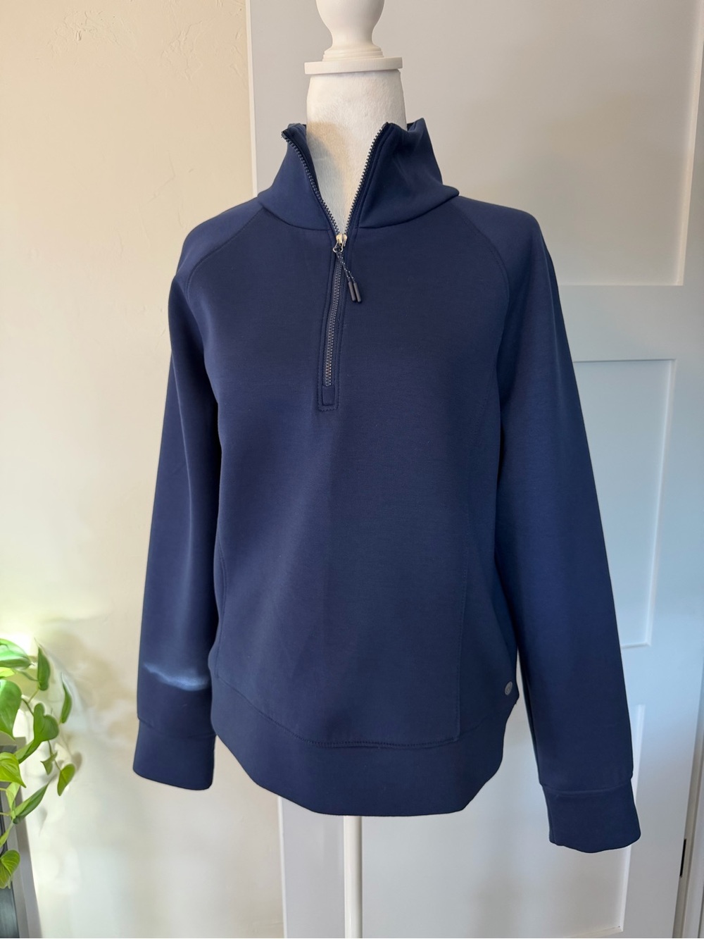 Apana Navy Blue Quarter-Zip Loungewear Boxy Pullover Sweatshirt